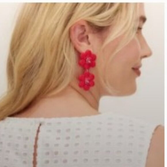 Kate Spade New York X Target Red Flower Earrings 1 Pair, in box, no cover NWT - Picture 5 of 6